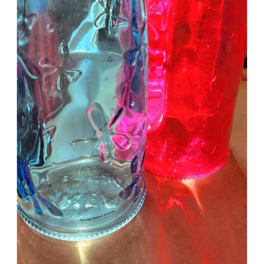 VTG‎ 90s IKEA Emma Dafnas Marilyn Glass Bottle Vases Set of 2 Pink Blue Retired